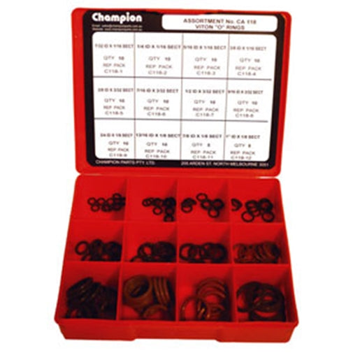 Champion 110Pc High Pressure/Temp O-Ring Assortment - Viton