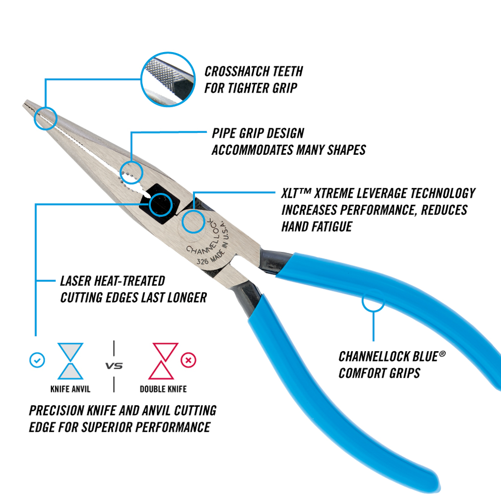 Channellock #326G LONG NOSE PLIER-150mm