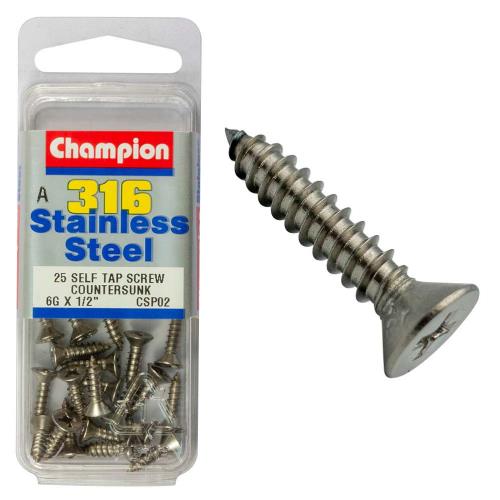 Champion 316/A4 S/Tap Set Screw - Csk 6G X 1/2In A