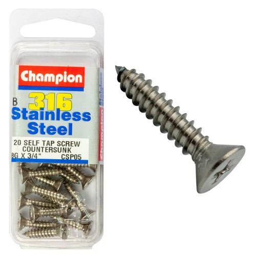 Champion 316/A4 S/Tap Set Screw - Csk 8G X 3/4In B