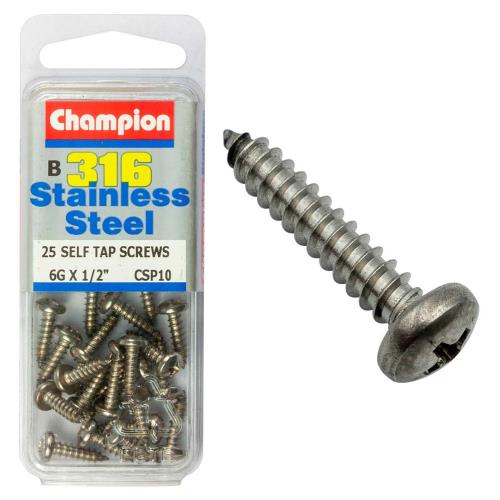 Champion 316/A4 S/Tap Set Screw - Pan 6G X 1/2In B