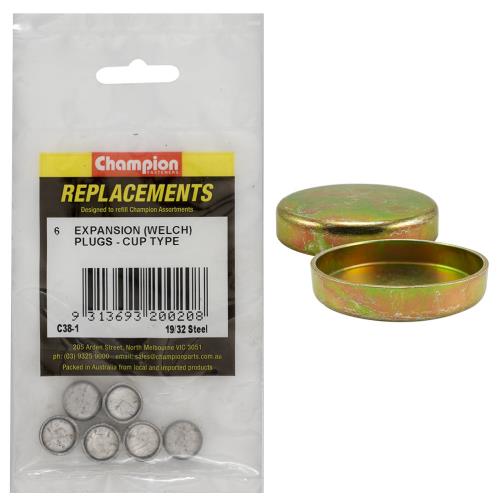 Champion 9/16In Steel Cup Welsh Plug - 10Pk