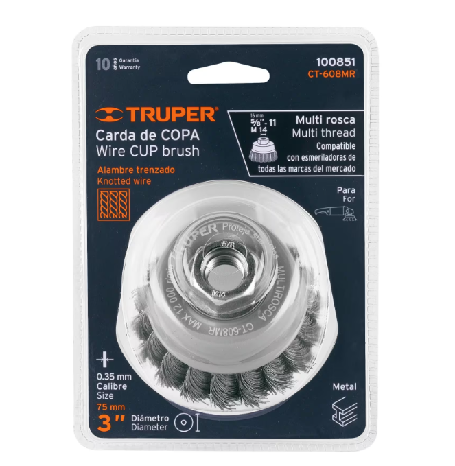 Truper Wire Cup Brush Twisted with Multi Thread 75mm