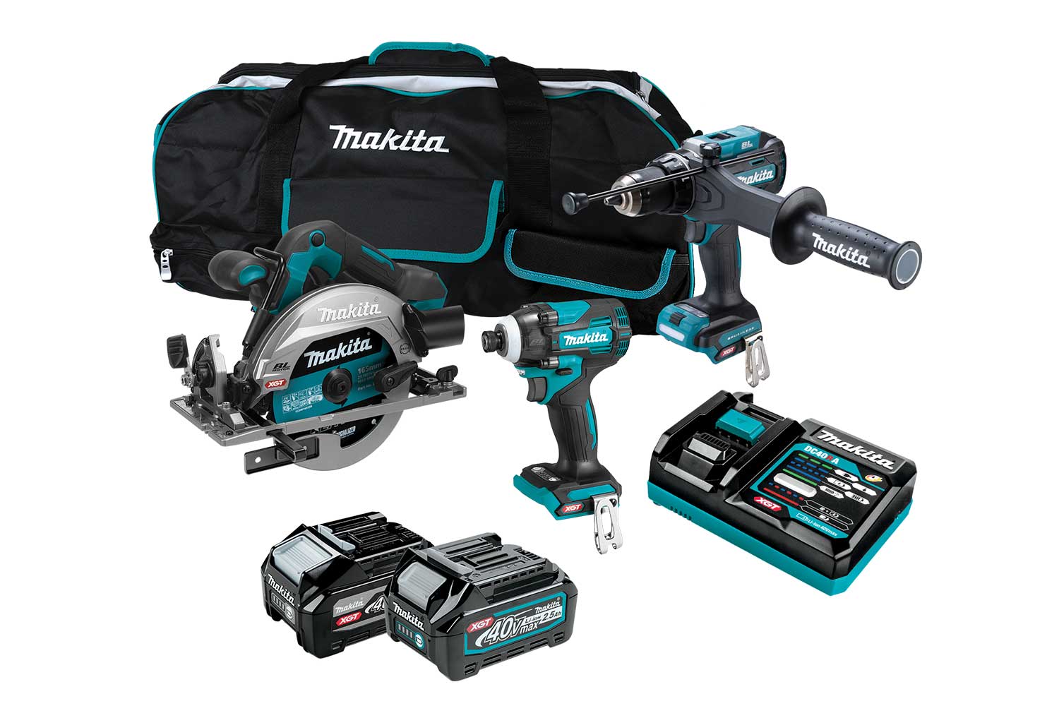 Makita 40Vmax XGT Brushless 3 Piece Combo Kit with Circular Saw 2.5Ah/4.0Ah