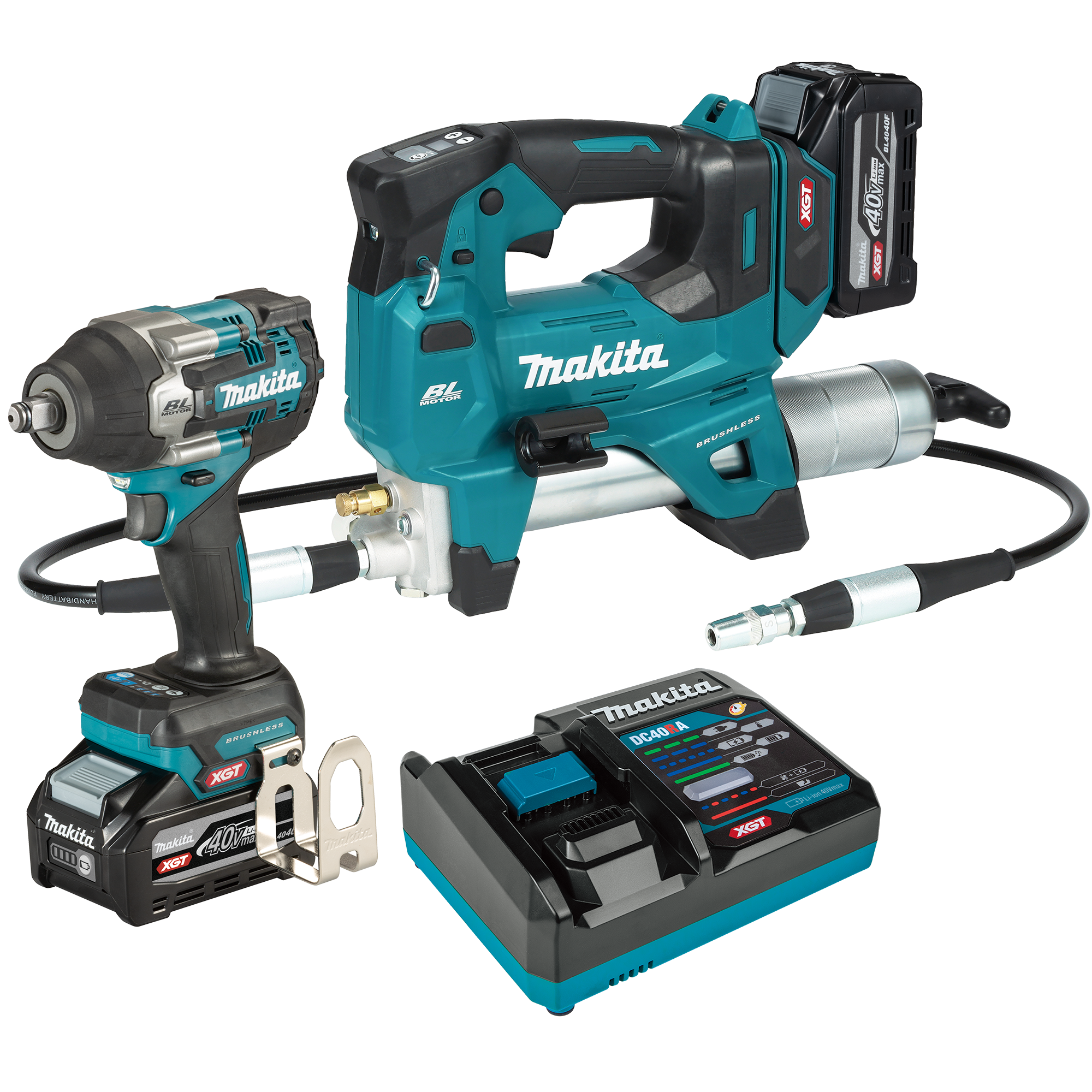 Makita 40Vmax XGT Grease Gun and 1/2 inch Impact Wrench Kit (4.0Ah)
