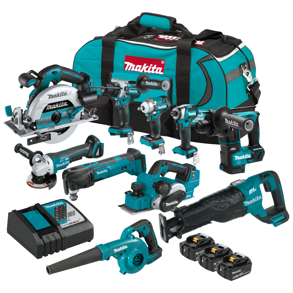 Makita 18V LXT 10PC 3x 5.0Ah Combo Kit