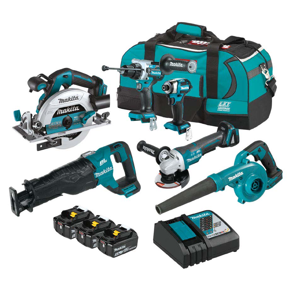 Makita 18V LXT 6PC 3x 5.0Ah Combo Kit