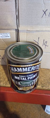 Damaged Tin Hammerite Hammered 750 mL Dark Green