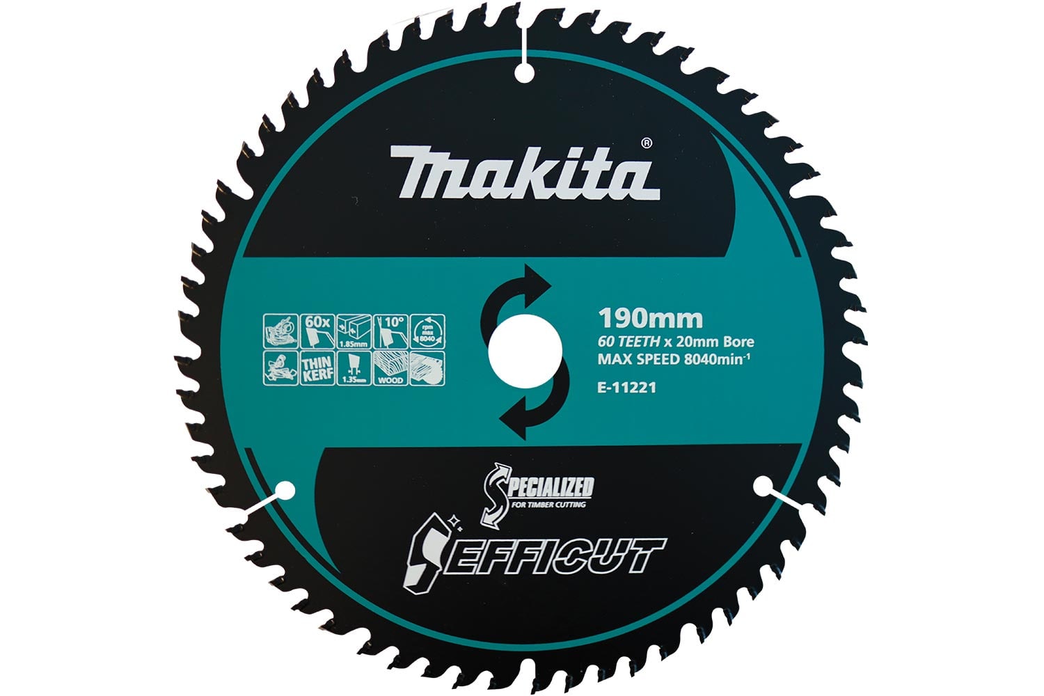 Makita 190mm x 60 Teeth x 20mm Bore Carbide tipped Saw Blade
