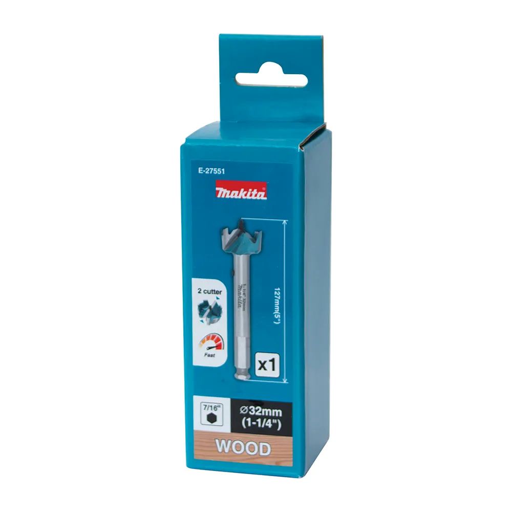 Makita Wood Self Feeding Bit with 7/16" Hex Shank 2 Flute 32mm
