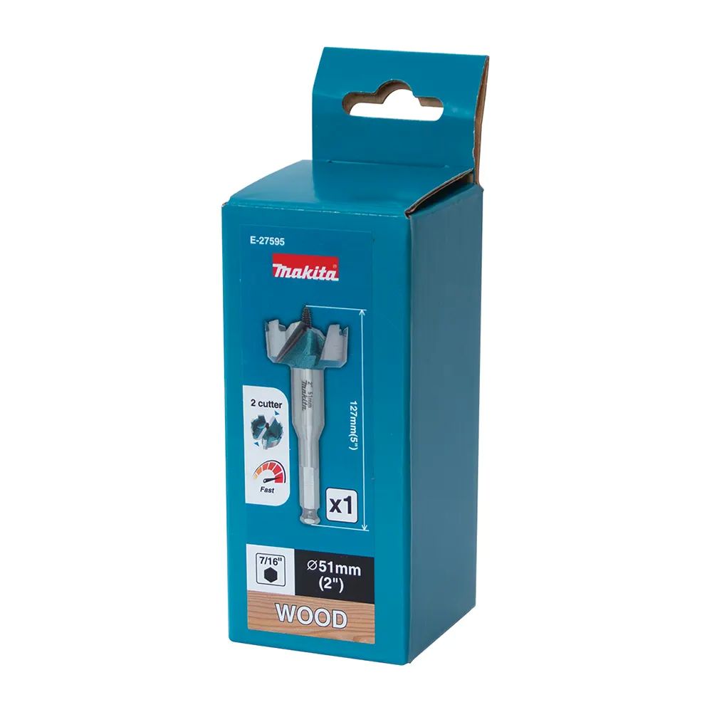 Makita Wood Self Feeding Bit with 7/16" Hex Shank 2 Flute 51mm