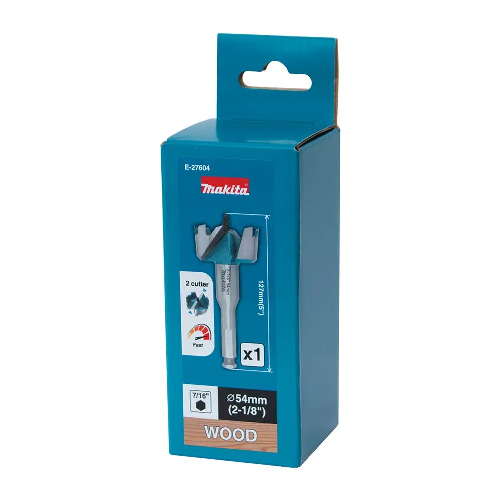 Makita Wood Self Feeding Bit with 7/16" Hex Shank 2 Flute 54mm
