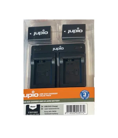 Jupio Battery Charger Kit Dual 2X Np-Fw50 1080Mah For Sony Digital Cameras