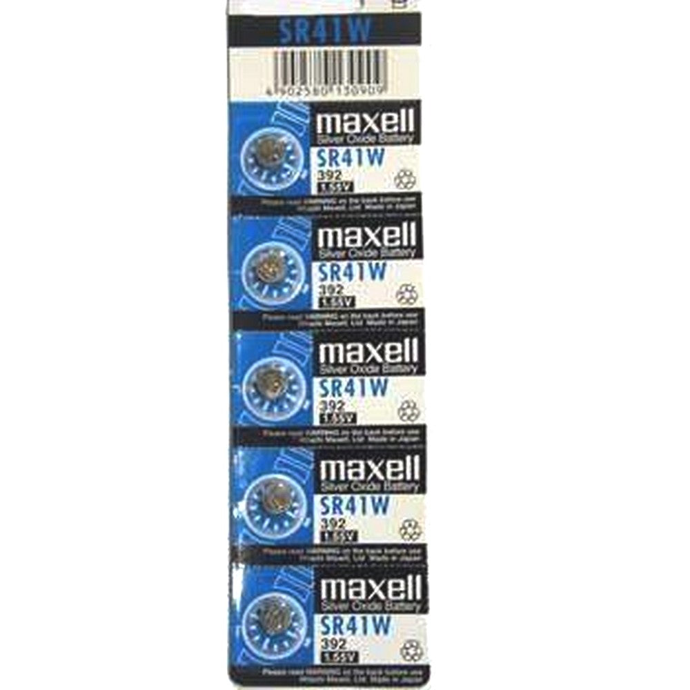 MAXELL SILVER OXIDE SR41W 392 BATTERY BUTTON CELL 5 PACK