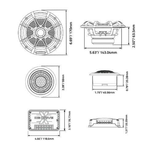 DB DRIVE 6.5" COMPONENT SPEAKERS 250W RMS PAIR X SERIES