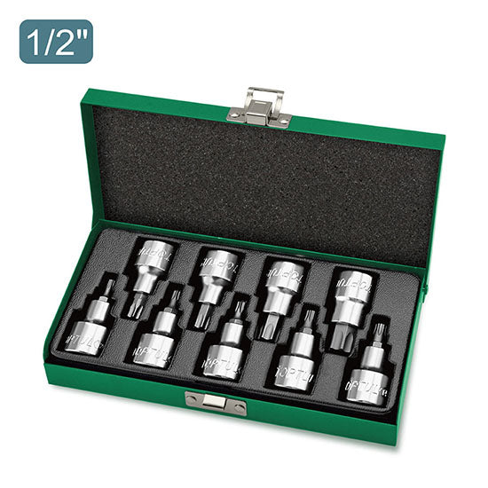 Toptul 9pc 1/2 inch Dr Star Bit Socket Set