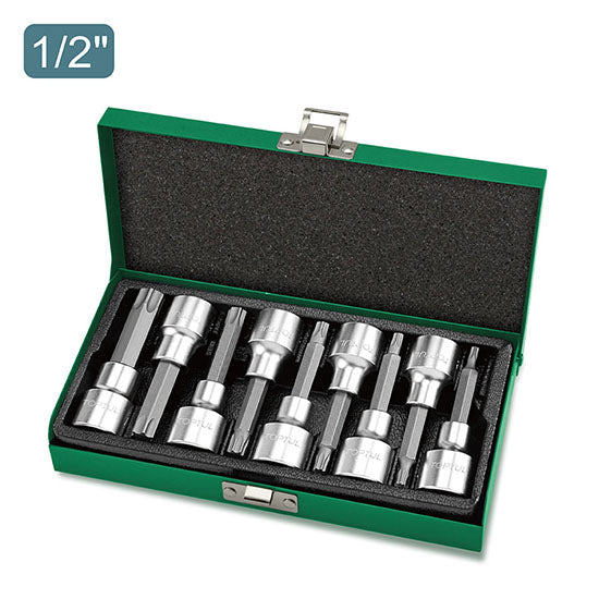 Toptul 9pc 1/2 inch Dr Long Star Bit Set