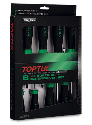 TOPTUL SCREWDRIVER SET FLAT/PHILLIPS 8 PIECE