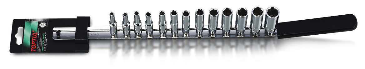 Toptul SOCKETS DEEP 1/4in ON RAIL 13PC