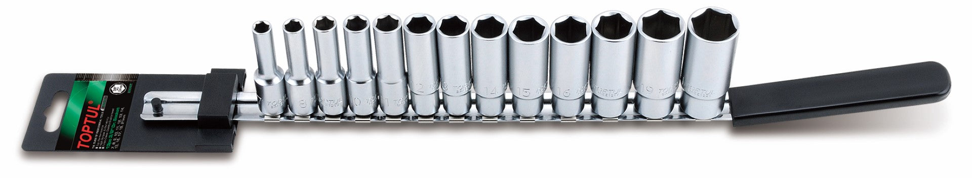 Toptul SOCKETS DEEP 3/8in ON RAIL 13PC