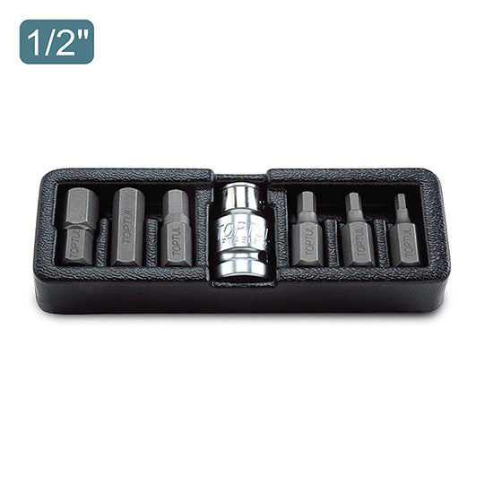 Toptul Screwdriver Bit Set 1/2"Dr 7pc 4-12mm