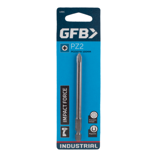 GFB impact driver bit packaging with blue background