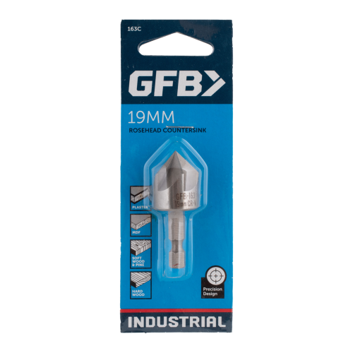 GFB rosehead countersink packaging on a white background