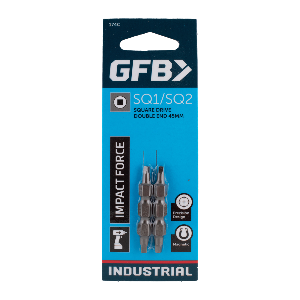 GFB Square Double Ended Driver Bit (SQ1 & SQ2 x 45mm) - 2 Pack