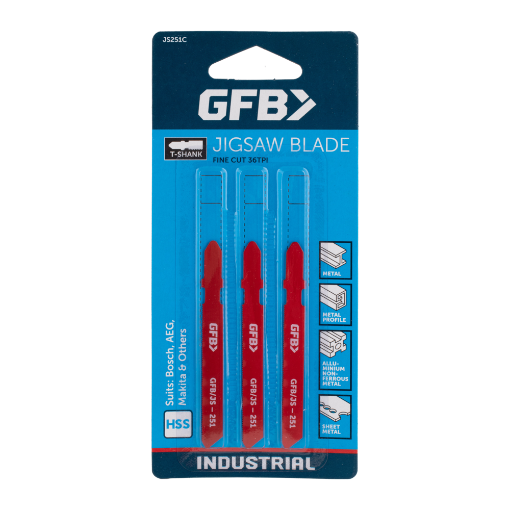GFB HSS Jigsaw Blade Metal (75mm x 32tpi) - 3 Pack