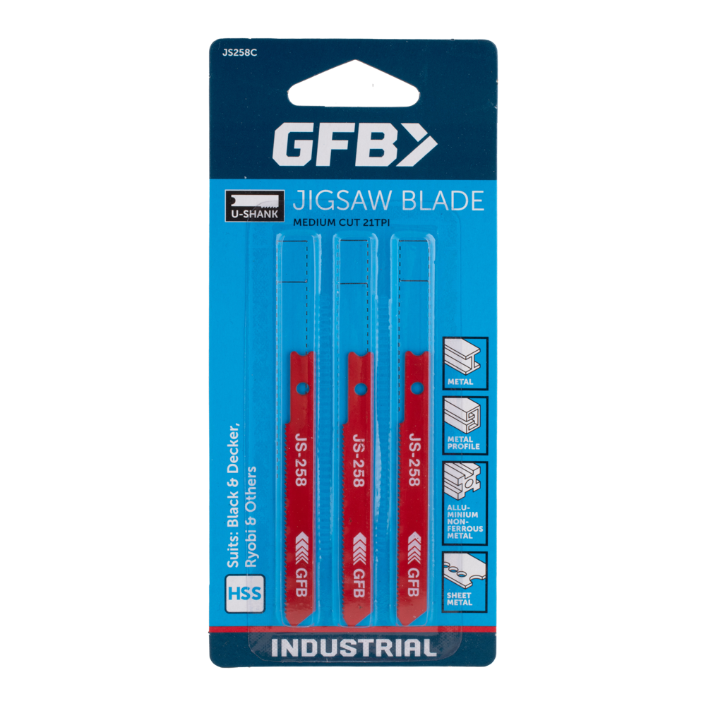 GFB HSS Jigsaw Blade Metal (70mm x 21tpi) - 3 Pack