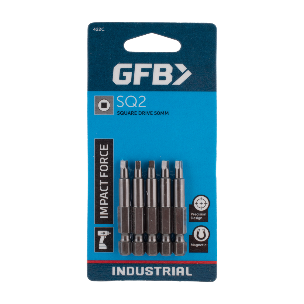 GFB Square Driver Bit (SQ2 x 50mm) - 5 Pack