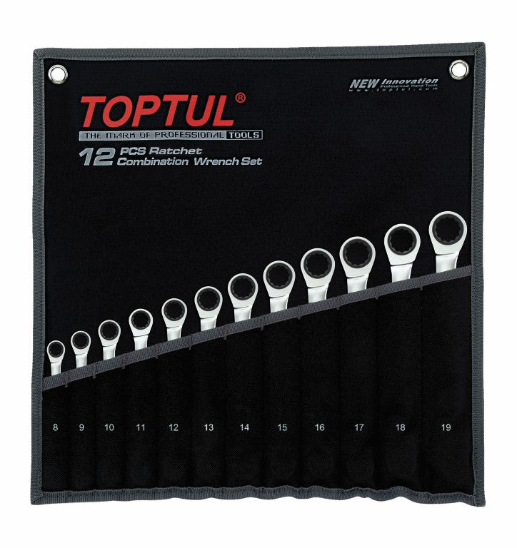 TOPTUL Wrench Geared Set 12pc 8-19mm