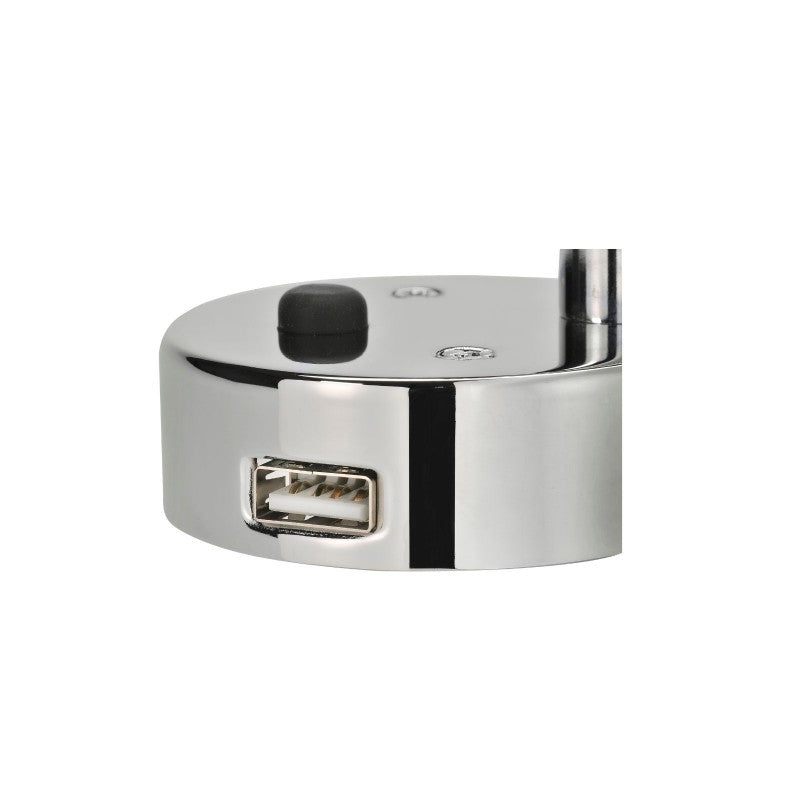 NARVA 12V INTERIOR LAMP W TOUCH SWITCH AND 2A USB SOCKET SILVER