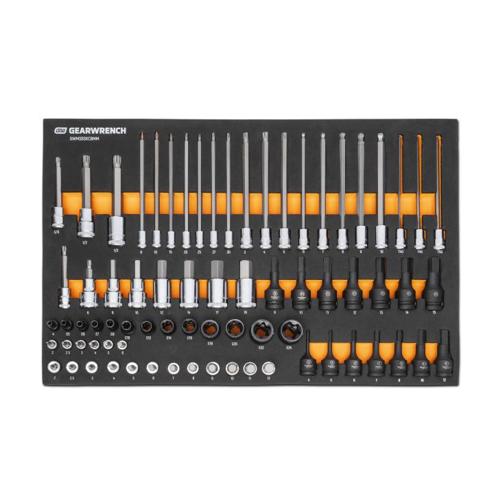 GW 74 Piece 1/4, 3/8 And 1/2 Inch Drive Metric Bit Socket Set In EVA Tray New