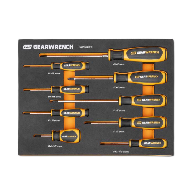 GW 9 Piece Phillips Dual Material Screwdriver Set In EVA Tray New