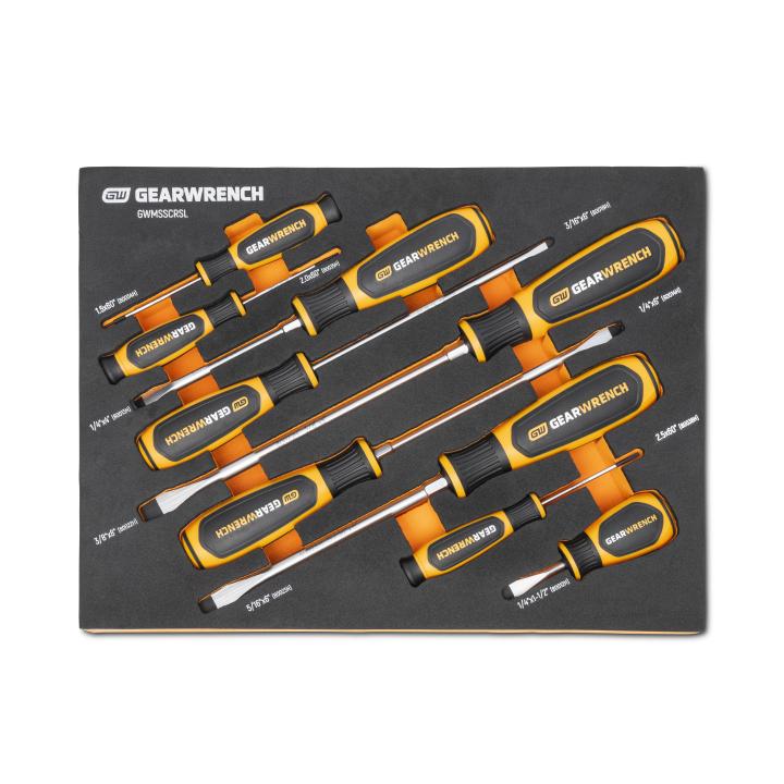 GW 9 Piece Slotted Dual Material Screwdriver Set In EVA Tray New