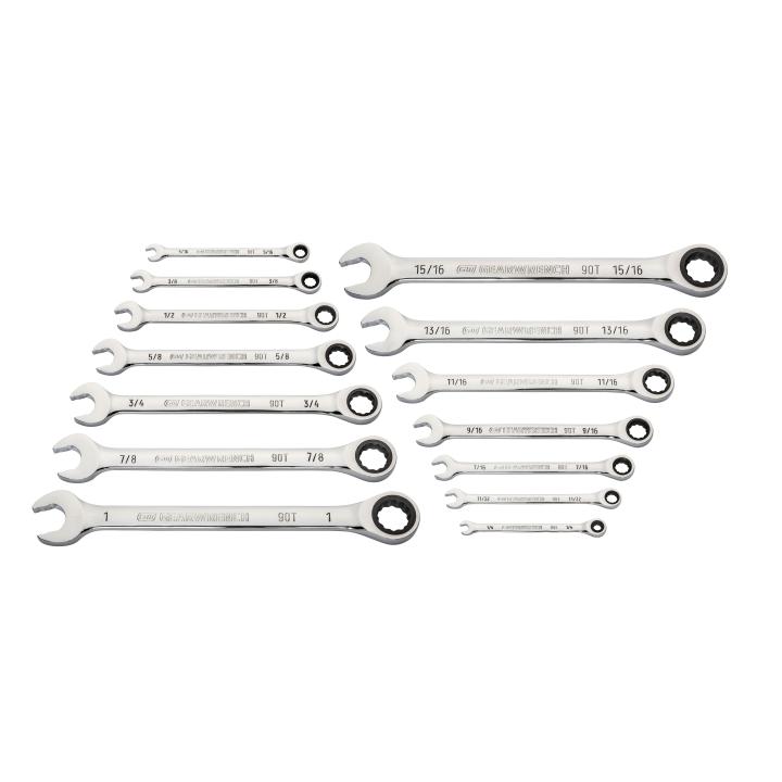 GW 14 PC 90T 12 PT SAE COMBINATION RATCHETING WRENCH SET