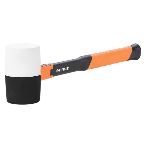 Groz Rubber Mallet 24oz- Dual Head- Fibreglass Handle 14in