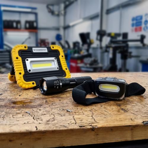 WOODBUILT LED LIGHT COMBO - WORK LIGHT & TORCH & HEAD LIGHT