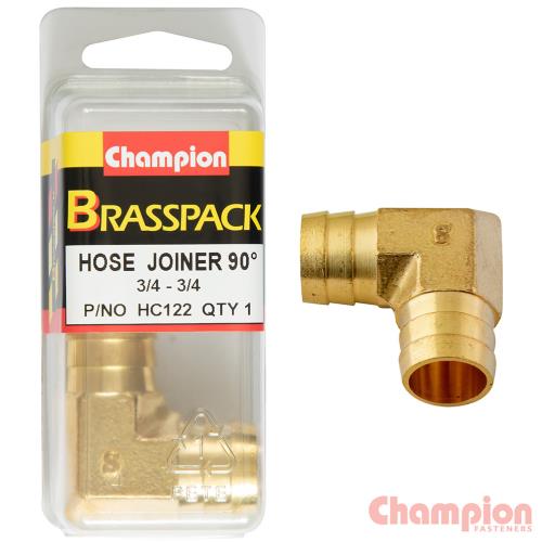 Champion Hose Joiner 90 deg Barb Elbow Brass 3/4-3/4