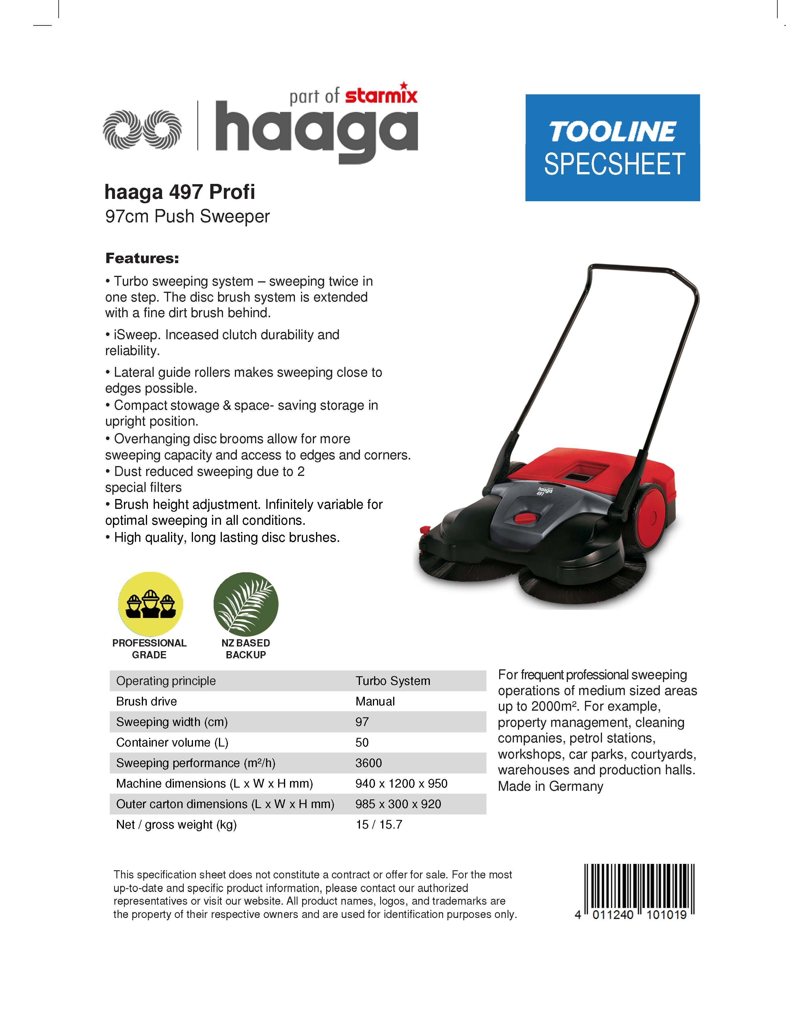Haaga 497 Profi 97cm Push Sweeper