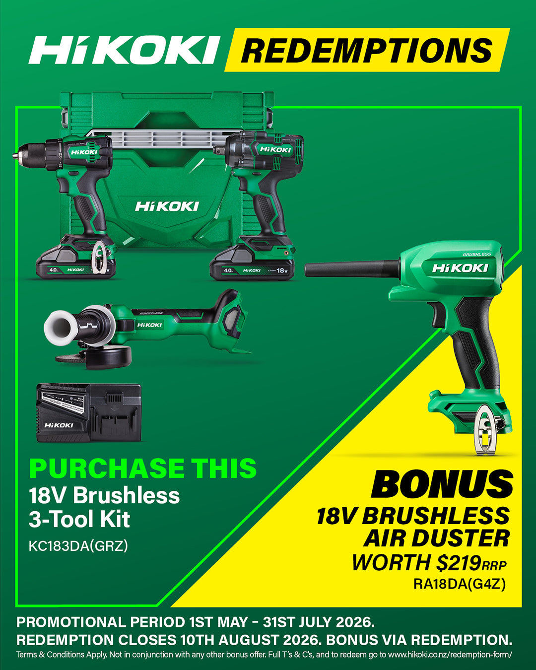Hikoki 18V Brushless 3-Tool Kit