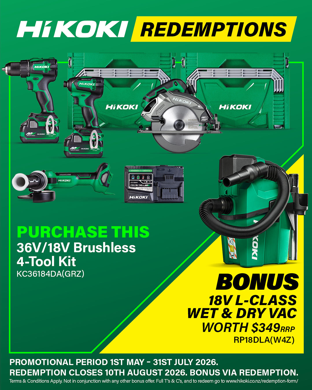 Hikoki 36V/18V 4 Tool Combo Kit