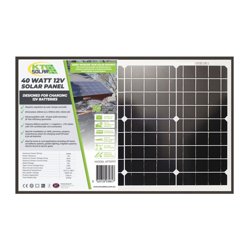 KT 40W 12V Monocrystalline Solar Panel