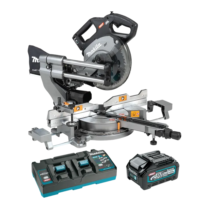 Makita BLACK 40Vmax XGT Bless Cless 216mm Dual Bevel Sliding Compound Mitre Saw (4.0Ah) Kit