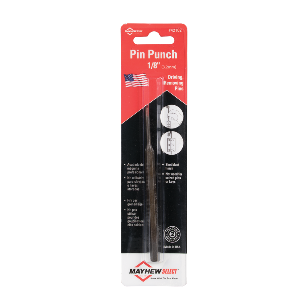 Mayhew #42102 PIN PUNCH - 113mm x 1/8in CARDED