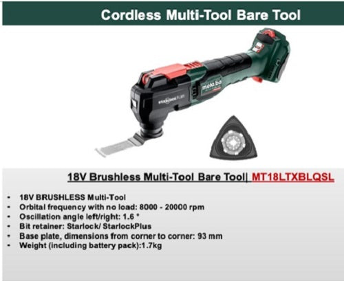 METABO 18 V BRUSHLESS MULTI-TOOL - BARE TOOL