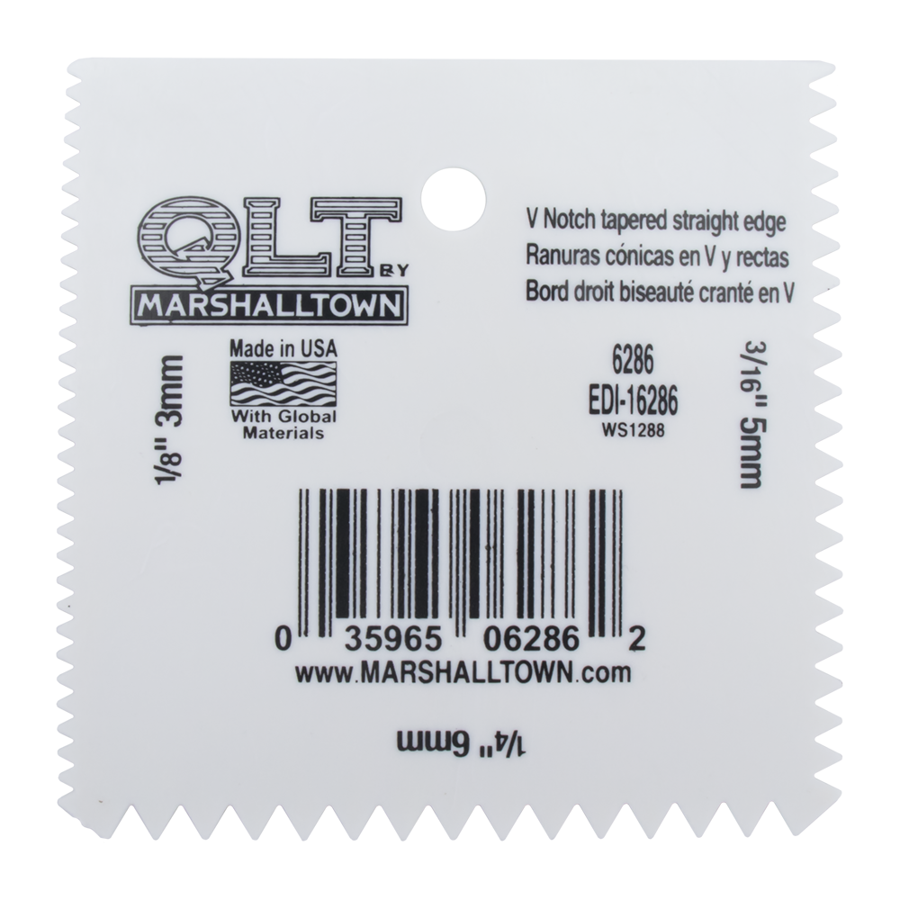 MARSHALLTOWN #6286 3mm,5mm,6mm PLASTIC V-NOTCHED SPREADER
