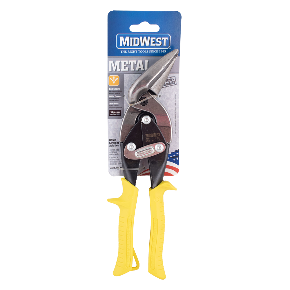 Midwest #MWT-6510-S YELLOW OFFSET AVIATION SNIP-STRAIGHT CUT