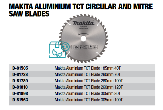 Makita Aluminium TCT BLADE 260mm 70T